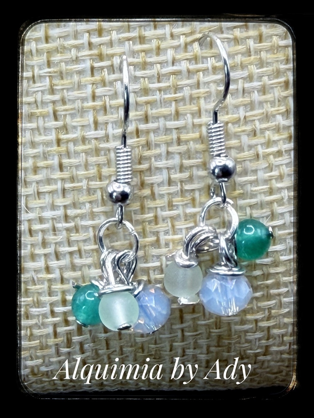 Boho Green aventurine and  moonstone  Earrings